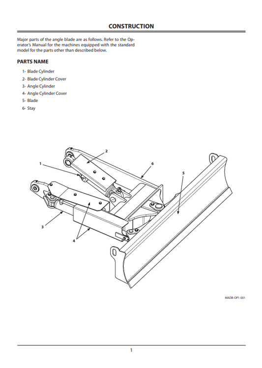 HITACHI ZAXIS 35U-5N, 50U-5N, 60USB-5N ANGLE BLADE OPERATOR MANUAL ENMADGNAOP13