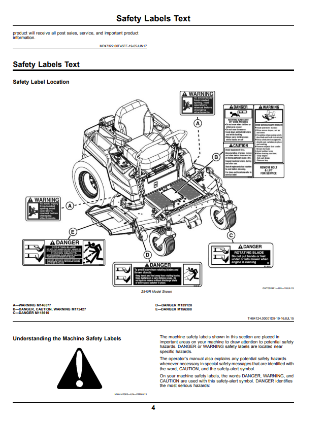 JOHN DEERE Z525E, Z535M, Z535R, Z540M AND Z540R Z500 SERIES ZTRAK™ OPERATOR MANUAL OMUC13765