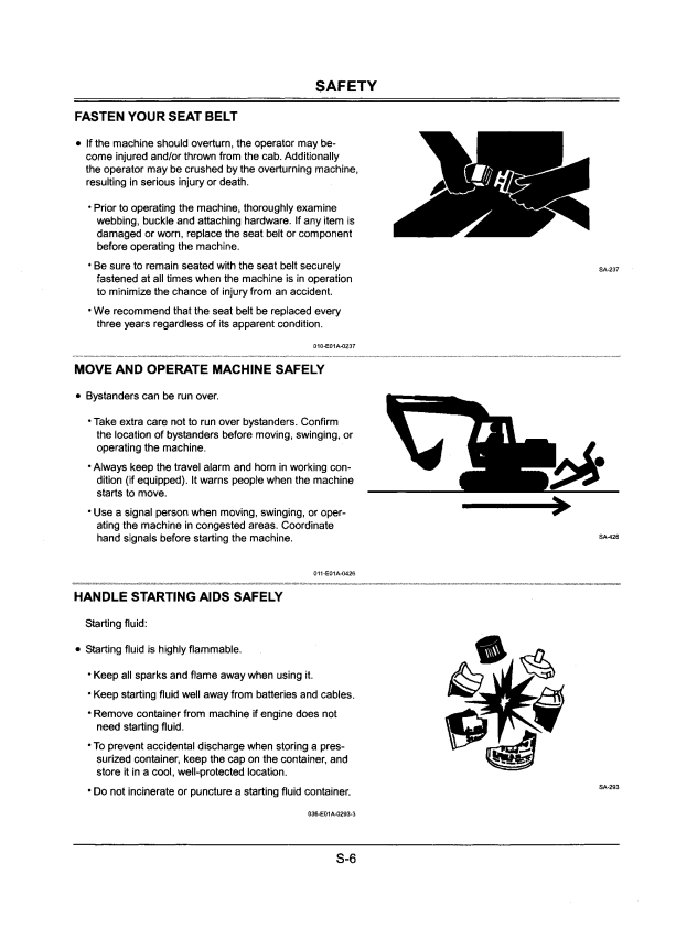 HITACHI ZAXIS 120 CLASS, 180 CLASS, 200 CLASS, 225 CLASS, 270 CLASS, 330 CLASS EXCAVATOR OPERATOR MANUAL EM1G6EN31