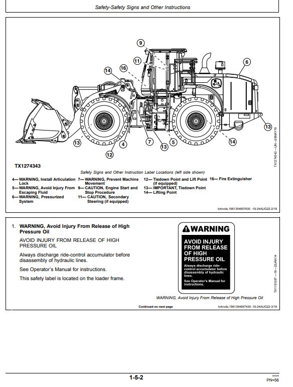 JOHN DEERE 844 P-TIER, GEN-A 4WD LOADER OPERATOR MANUAL OMT473606X019