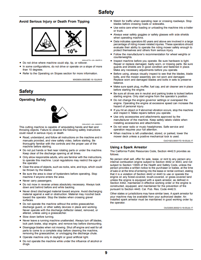 JOHN DEERE Z525E, Z535M, Z535R, Z540M AND Z540R Z500 SERIES ZTRAK™ OPERATOR MANUAL OMUC13765
