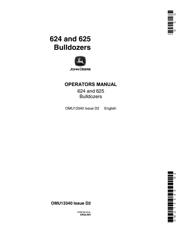JOHN DEERE 624 AND 625 BULLDOZER OPERATOR MANUAL OMU13340