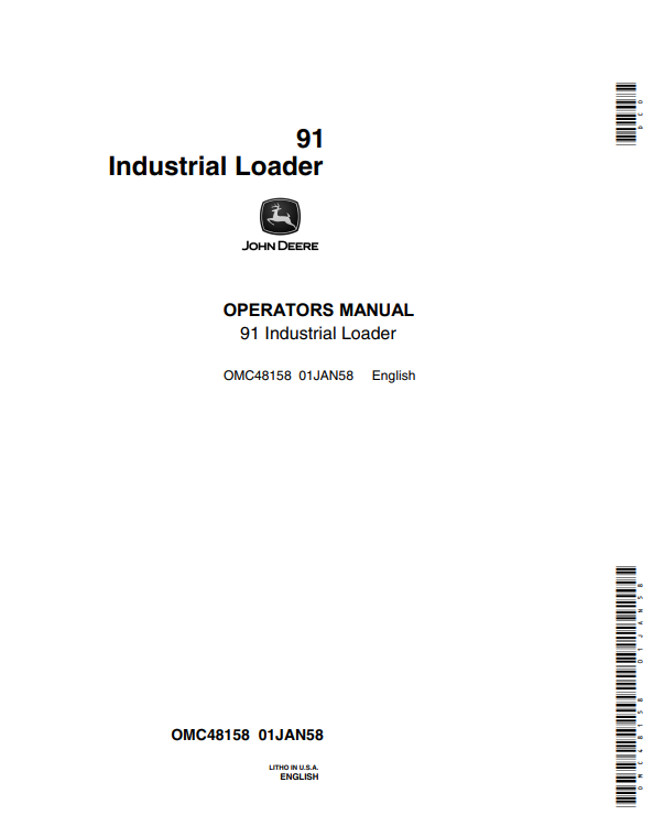 JOHN DEERE 91 INDUSTRIAL LOADER OPERATOR MANUAL OMC48158