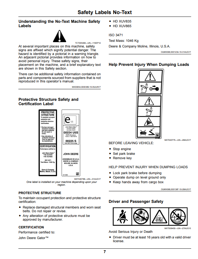 JOHN DEERE XUV835M GATOR™ UTILITY VEHICLE OPERATOR MANUAL OMUC15812
