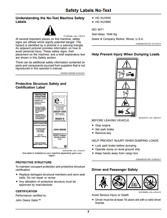 JOHN DEERE XUV835M GATOR™ UTILITY VEHICLE OPERATOR MANUAL OMUC15812