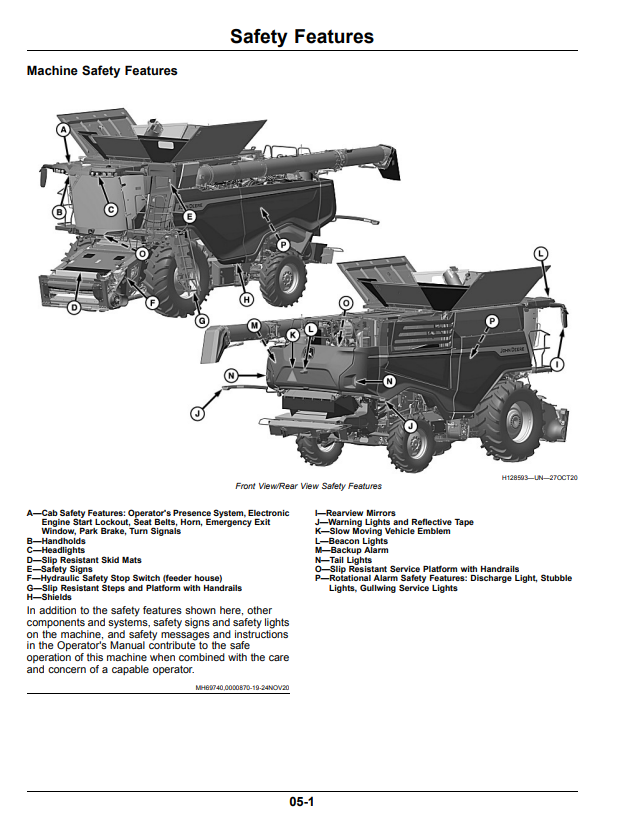 JOHN DEERE X9 1000 AND X9 1100 COMBINE OPERATOR MANUAL OMDXE11750