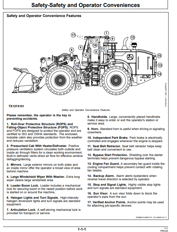 JOHN DEERE 744L 4WD LOADER OPERATOR MANUAL OMT426213X19