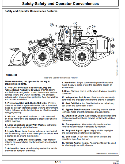 JOHN DEERE 744L 4WD LOADER OPERATOR MANUAL OMT426213X19