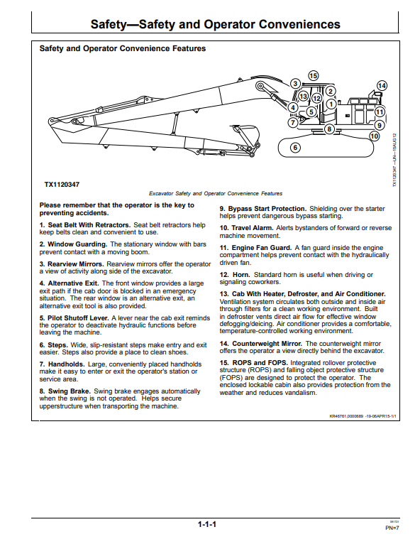 JOHN DEERE 210GLC, 250GLC, 290GLC, 300GLC, 350GLC SUPER LONG FRONT EXCAVATOR OPERATOR MANUAL OMT330416