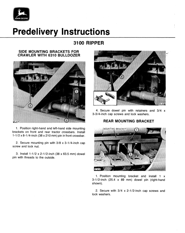 JOHN DEERE 3100 AND 3110 HYDRAULIC RIPPER OPERATOR MANUAL OMT64181