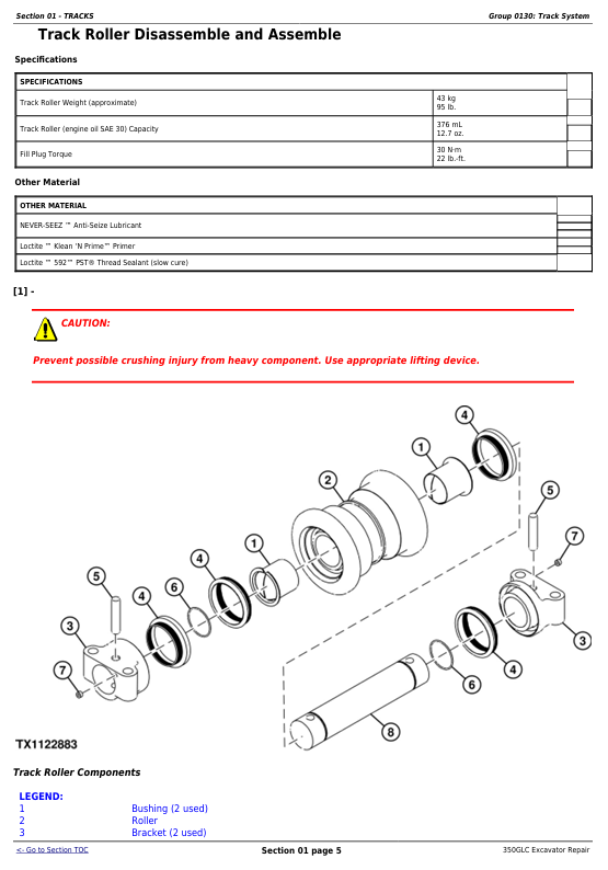 JOHN DEERE 350GLC EXCAVATOR REPAIR TECHNICAL MANUAL TM13207X19
