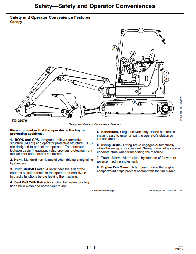 JOHN DEERE 30 P EXCAVATOR OPERATOR MANUAL OMT489506X019