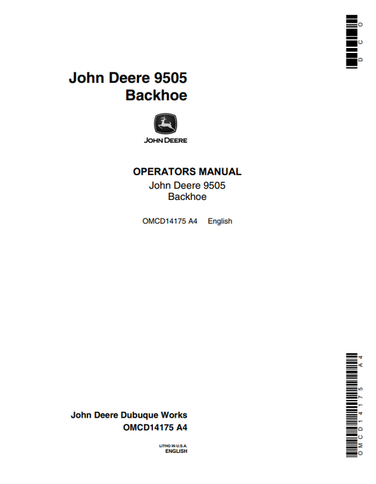 JOHN DEERE 9505 BACKHOE OPERATOR MANUAL OMCD14175