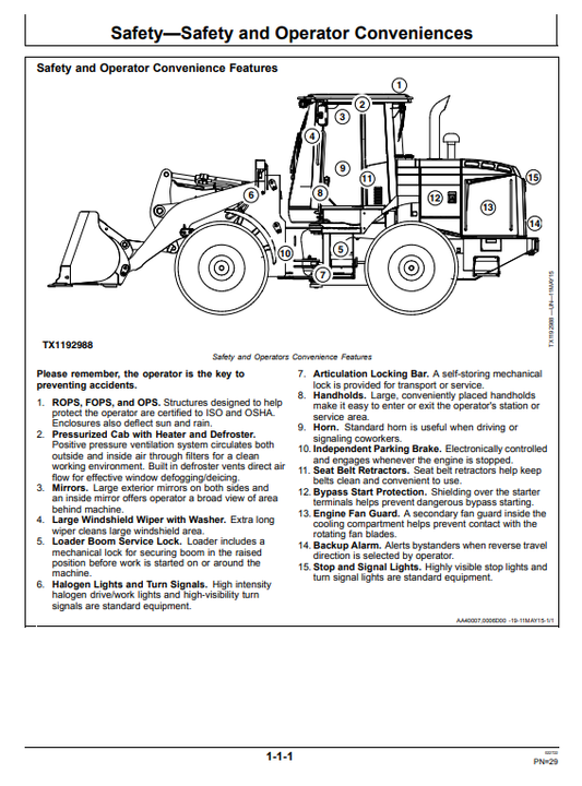 JOHN DEERE 524K 4WD LOADER OPERATOR MANUAL OMT361496X19