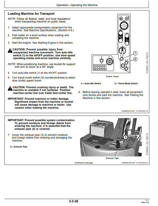 JOHN DEERE 245GLC EXCAVATOR OPERATOR MANUAL OMT382335X19