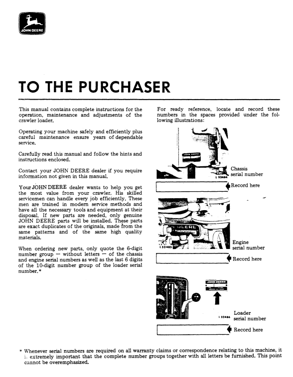 JOHN DEERE JD350-A CRAWLER OPERATOR MANUAL OML27421