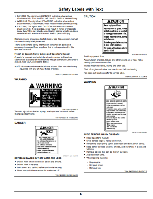 JOHN DEERE Z525E, Z535M, Z535R, Z540M AND Z540R, Z500 SERIES ZTRAK™ OPERATOR MANUAL OMUC18701