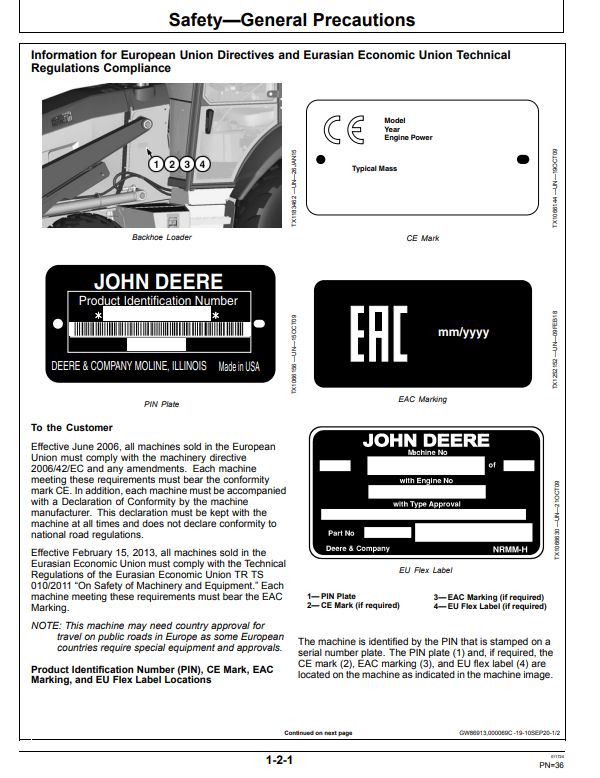 JOHN DEERE 410L BACKHOE LOADER OPERATOR MANUAL OMT446079X019