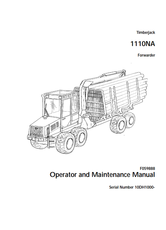 JOHN DEERE 1110NA FOWARDER OPERATOR MANUAL F059888