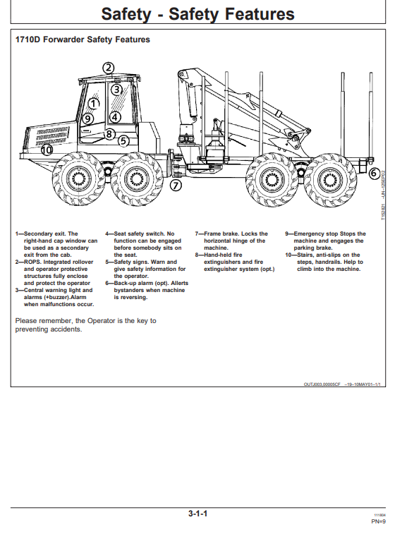 JOHN DEERE 1710D FORWARDER OPERATOR MANUAL OMF067040