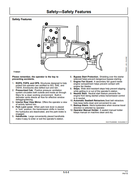 JOHN DEERE 450H, 550H, 650H CRAWLER DOZER OPERATOR MANUAL OMT182515
