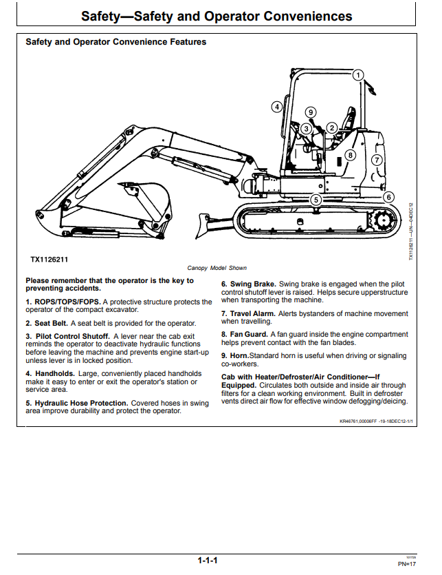 JOHN DEERE 50 P COMPACT EXCAVATOR OPERATOR MANUAL OMT489508X019