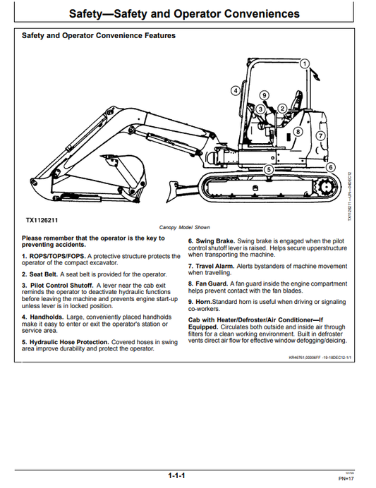 JOHN DEERE 50 P COMPACT EXCAVATOR OPERATOR MANUAL OMT489508X019