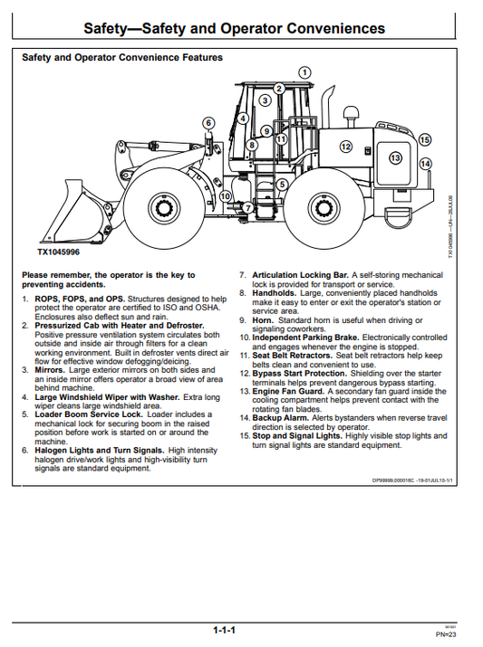 JOHN DEERE 824K LOADER OPERATOR MANUAL OMT232013