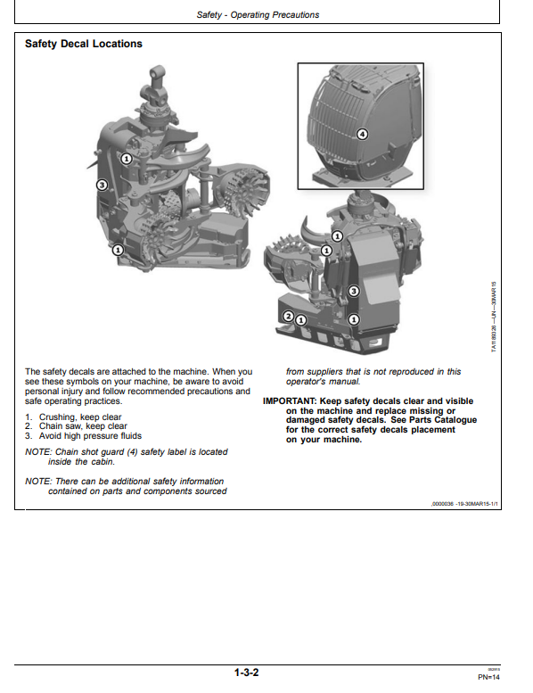JOHN DEERE H754 HARVESTER HEAD OPERATOR AND MAINTENANCE MANUAL OMFF689934