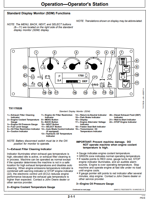 JOHN DEERE 650K, 700K, 750K, 850K, 950K, 850L, 950 P CRAWLER DOZER OPERATOR MANUAL OMT376521