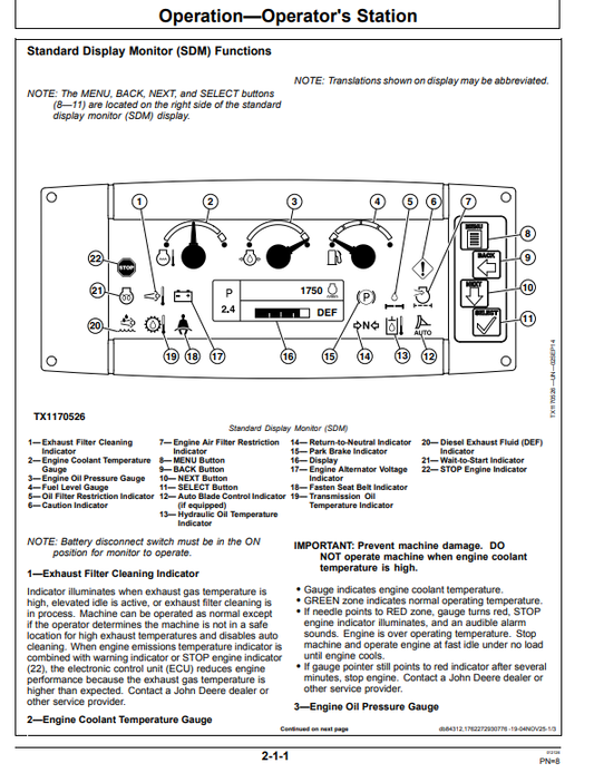 JOHN DEERE 650K, 700K, 750K, 850K, 950K, 850L, 950 P CRAWLER DOZER OPERATOR MANUAL OMT376521