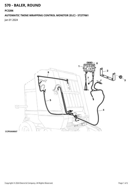 JOHN DEERE 590 - BALER ROUND 570, 580, 590 ROUND BALER PARTS CATALOGUE MANUAL PC3206