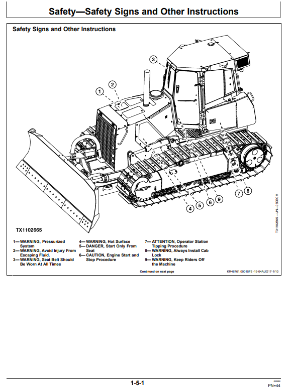 JOHN DEERE 850J-II CRAWLER DOZER OPERATOR MANUAL OMT392842X19