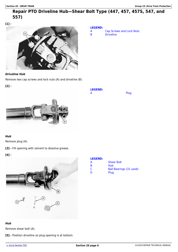 JOHN DEERE 457S, 467S, 447, 457, 467, 547, 557, 567 ROUND BALER REPAIR TECHNICAL MANUAL TM2203