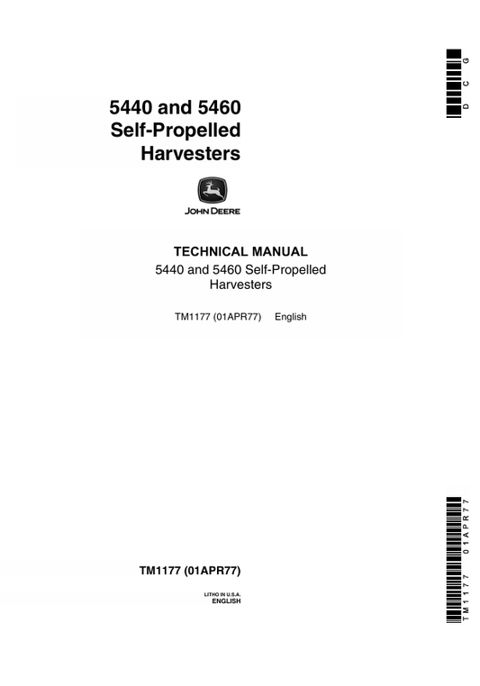 JOHN DEERE 5440 AND 5460 SELF-PROPELLED HARVESTER TECHNICAL MANUAL TM1177