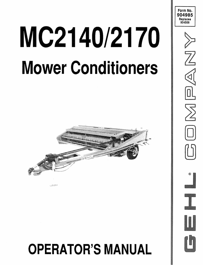 GHEL MC2140, MC2170 MOWER CONDITIONER OPERATOR MANUAL 904985- PDF