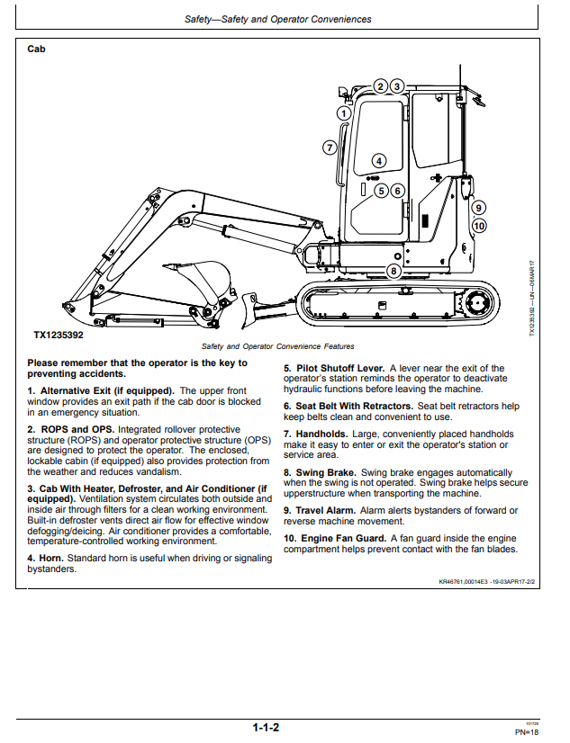 JOHN DEERE 30 P EXCAVATOR OPERATOR MANUAL OMT522894X019
