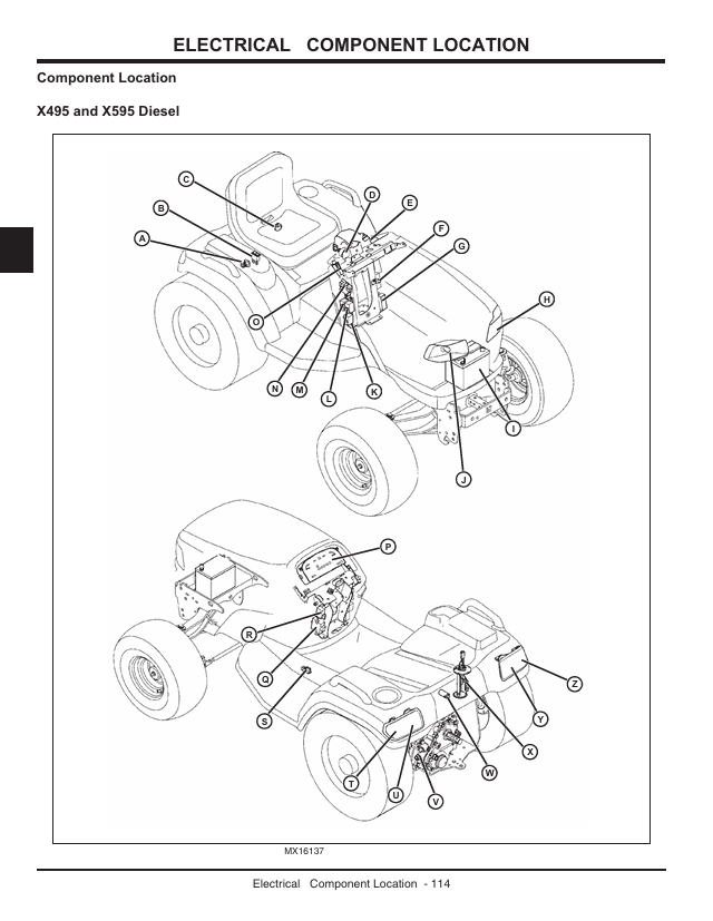 JOHN DEERE X495, X595 GARDEN TRACTOR ELECTRICAL DIAGRAM MANUAL TM2024