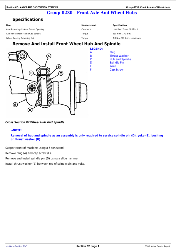 JOHN DEERE 570B MOTOR GRADER REPAIR TECHNICAL MANUAL TM1400