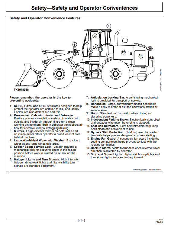 JOHN DEERE 624KR LOADER OPERATOR MANUAL OMT234419