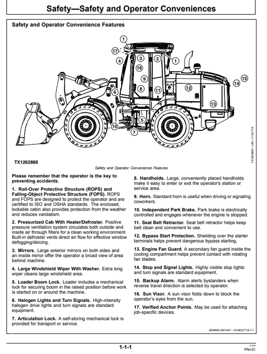 JOHN DEERE 544 P 4WD LOADER OPERATOR MANUAL OMT453606X019