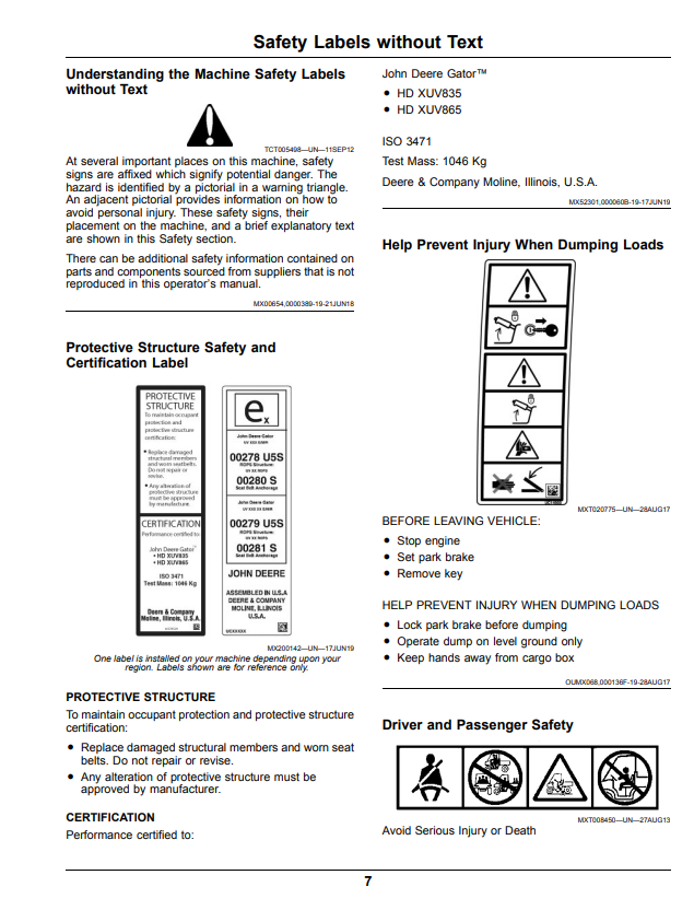 JOHN DEERE XUV835M GATOR™ UTILITY VEHICLES OPERATOR MANUAL OMUC22944
