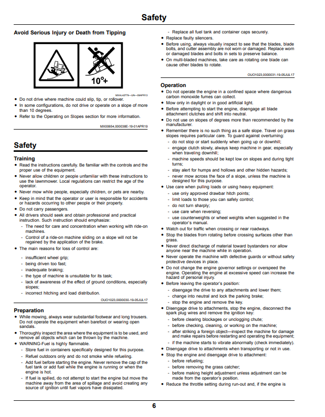 JOHN DEERE Z525E, Z535M AND Z540R ZTRAK™ OPERATOR MANUAL OMUC24254