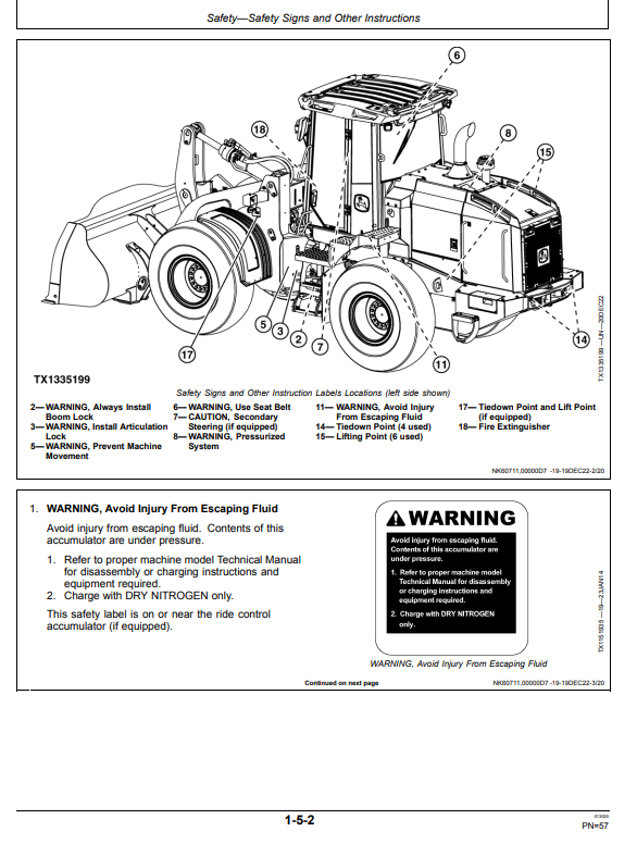 JOHN DEERE 544 P 4WD LOADER OPERATOR MANUAL OMT453606X019
