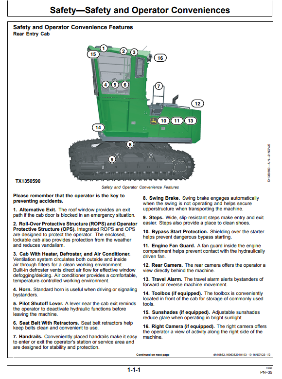 JOHN DEERE 2154G FORESTRY EXCAVATOR OPERATOR MANUAL OMT477398X019
