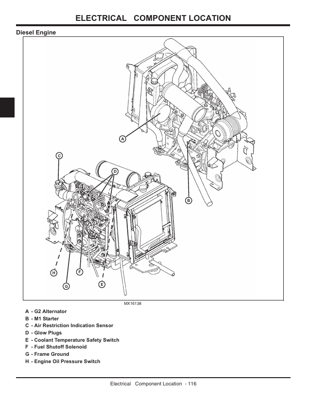 JOHN DEERE X495, X595 GARDEN TRACTOR ELECTRICAL DIAGRAM MANUAL TM2024