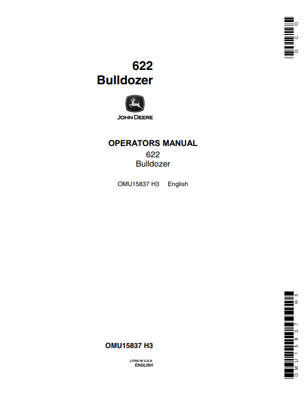 JOHN DEERE 622 BULLDOZER OPERATOR MANUAL OMU15837