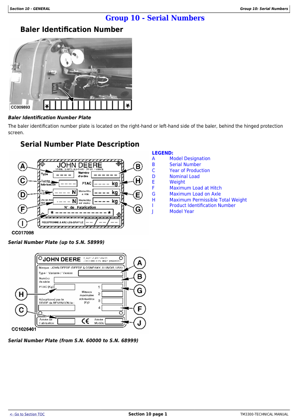 JOHN DEERE 568 AND 578 ROUND BALER TECHNICAL MANUAL TM3300