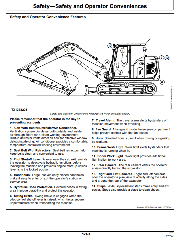 JOHN DEERE 75 AND 85 P-TIER GEN-A EXCAVATOR OPERATOR MANUAL OMT487655X019