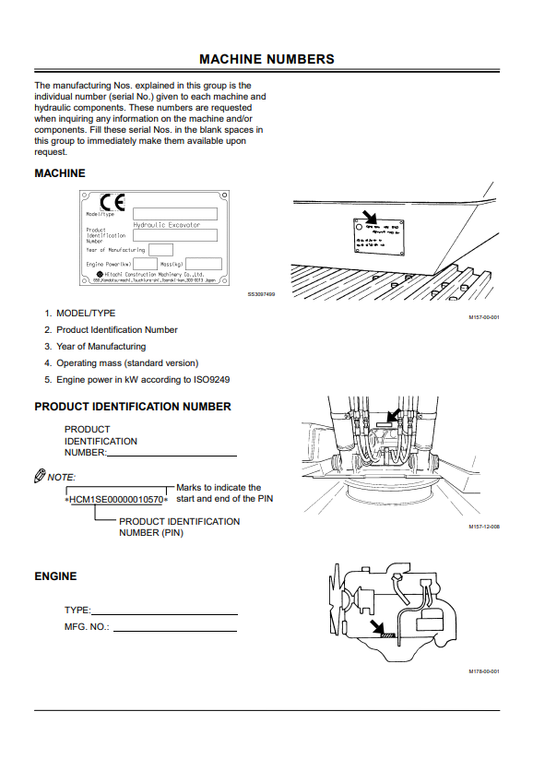 HITACHI ZAXIS 125US, 135US, 135USK, 135USL, 225US, 225USLC EXCAVATOR OPERATOR MANUAL EM1SE51